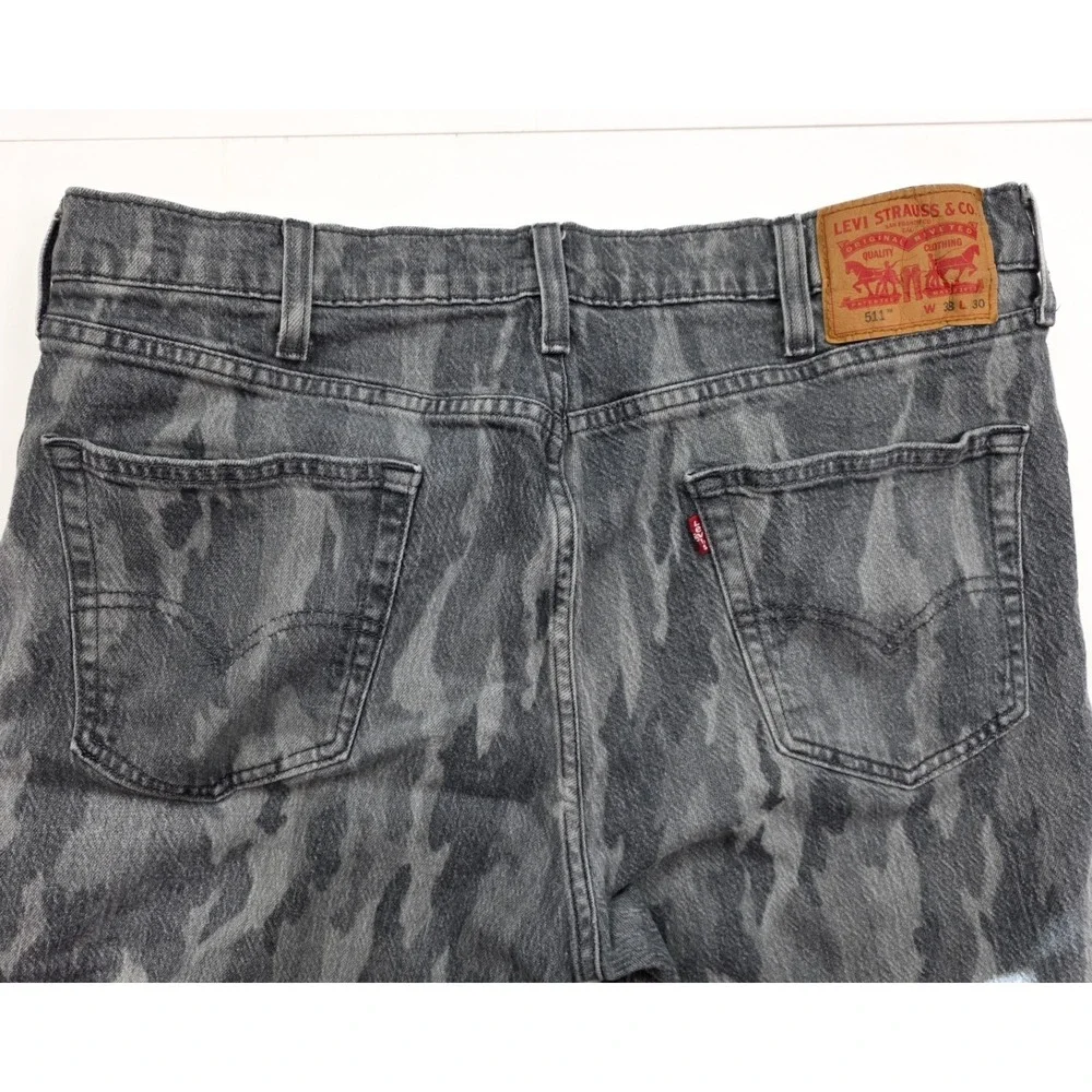 Levi's 511‎ Slim Fit Slate Gray Camo Tapered Leg Jeans Men's Size 36x27 Altered